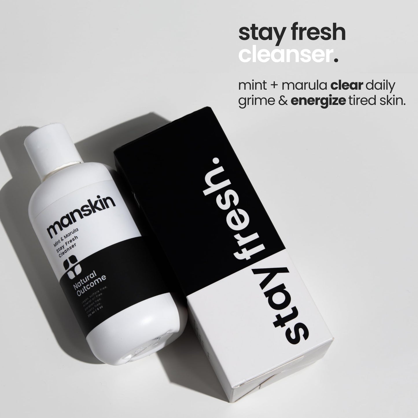 Natural Outcome Men's Face Wash Cleansing Gel with Mint and Marula Oil – Sulfate Free, 8 oz