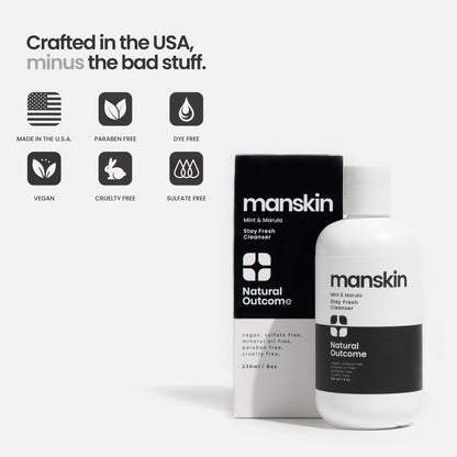 Natural Outcome Men's Face Wash Cleansing Gel with Mint and Marula Oil – Sulfate Free, 8 oz