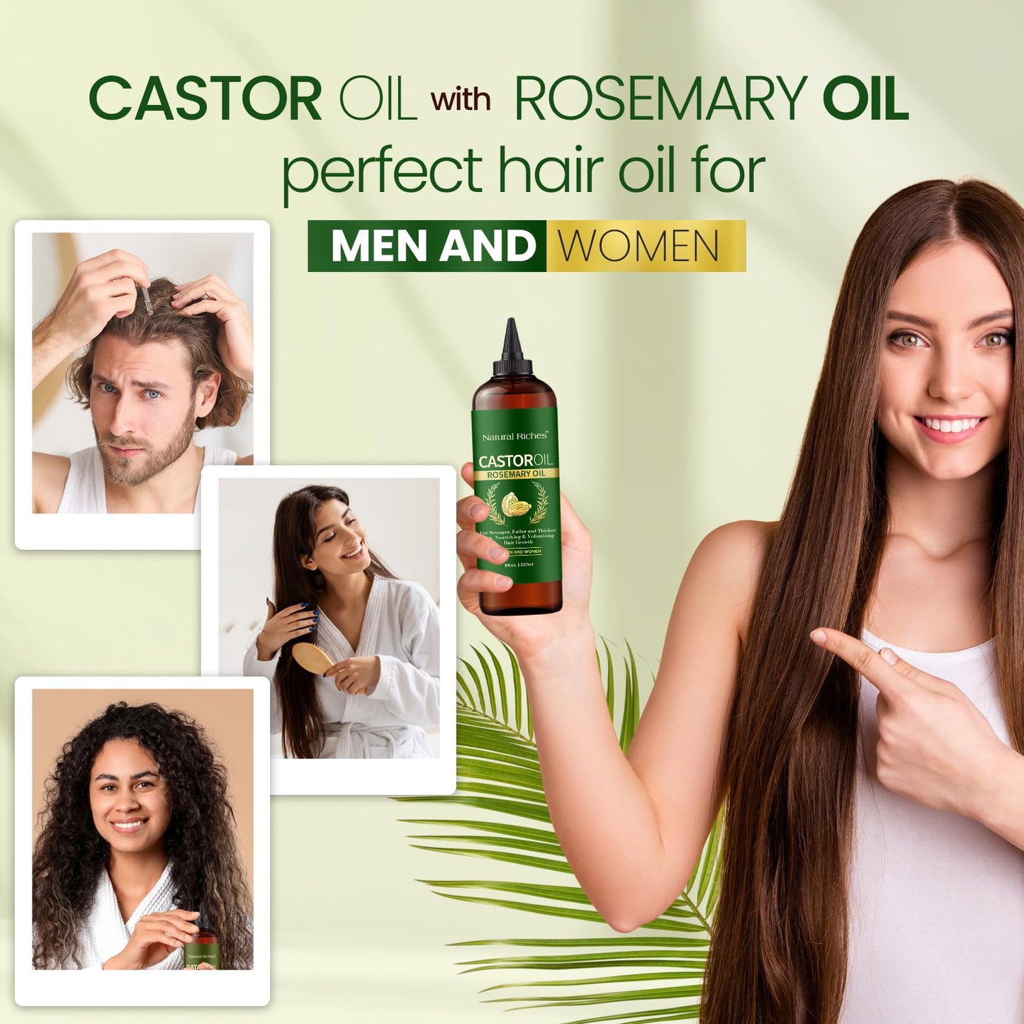 Natural Riches Castor Oil with Rosemary – 8 oz for Stronger, Fuller Hair Growth