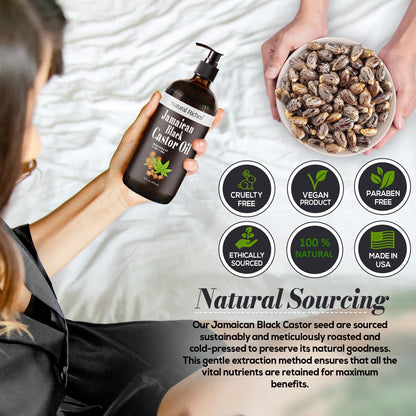 Natural Riches Jamaican Black Castor Oil – Organic Cold-Pressed, Glass Bottle, 16 oz for Hair, Skin, Lashes