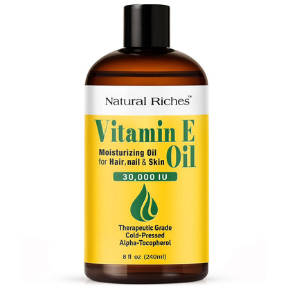 Natural Riches Vitamin E Oil - 100% Pure & Natural, Cold-Pressed 30,000 IU, 8 oz