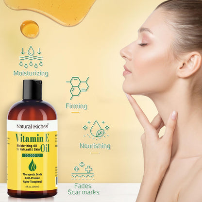 Natural Riches Vitamin E Oil - 100% Pure & Natural, Cold-Pressed 30,000 IU, 8 oz
