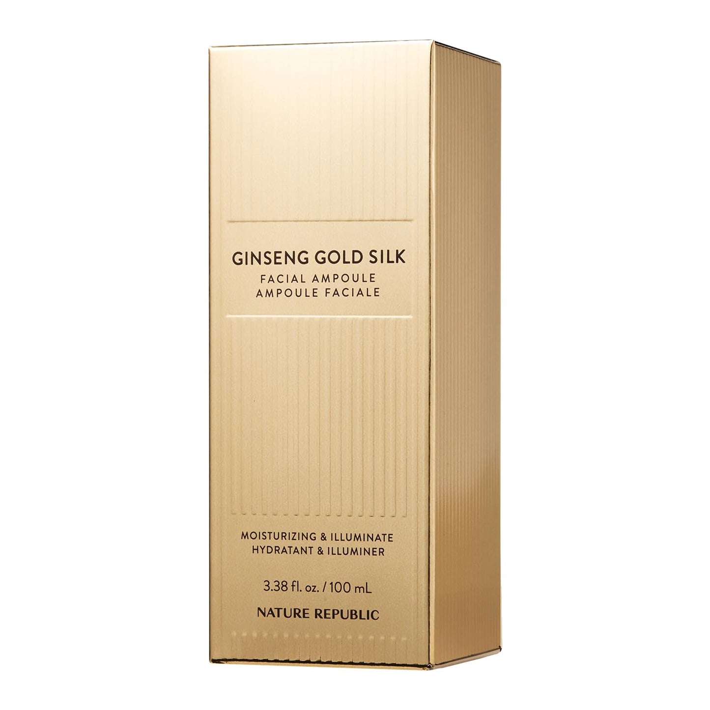 Nature Republic Ginseng Gold Silk Facial Ampoule – Hydrating Glow with Niacinamide & Silk Amino Acids, 100 ml