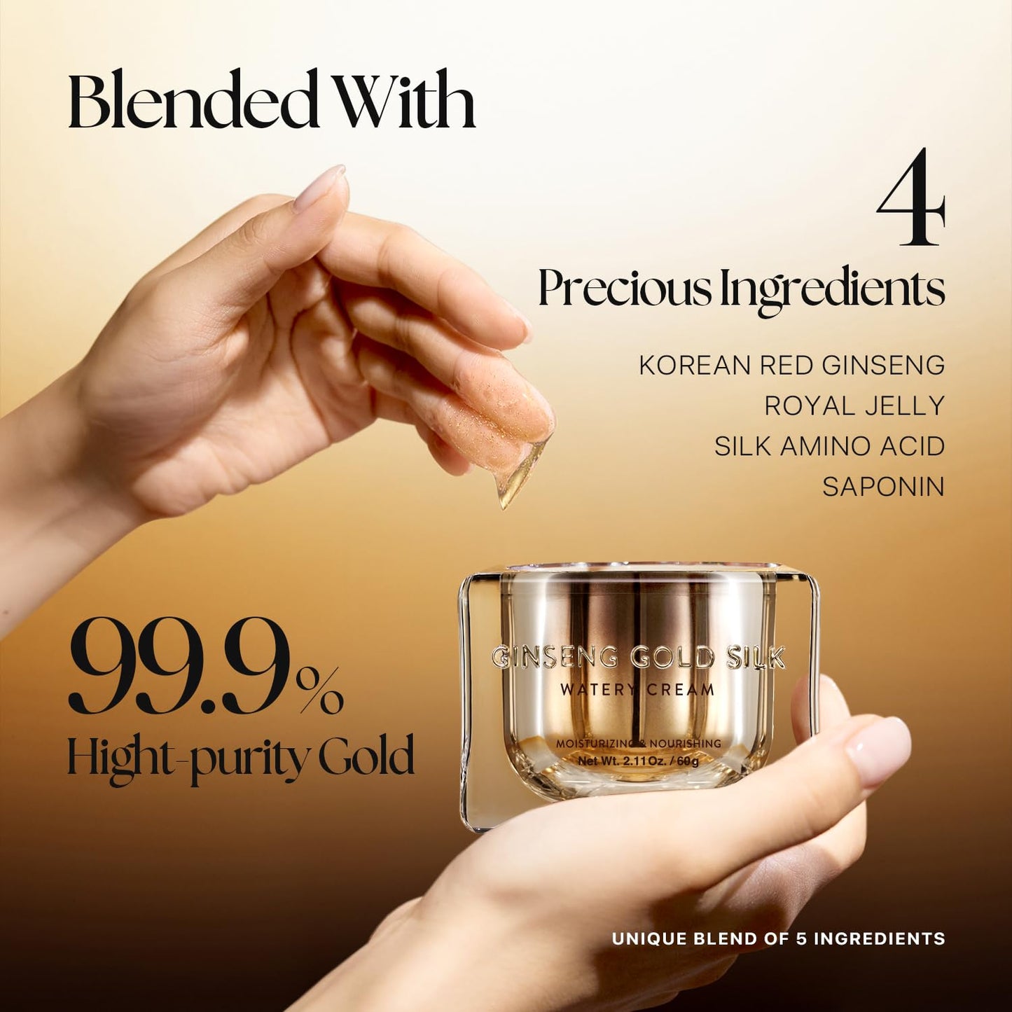 Nature Republic Ginseng Gold Silk Watery Cream – 6-Year Ginseng & 99.9% Pure Gold
