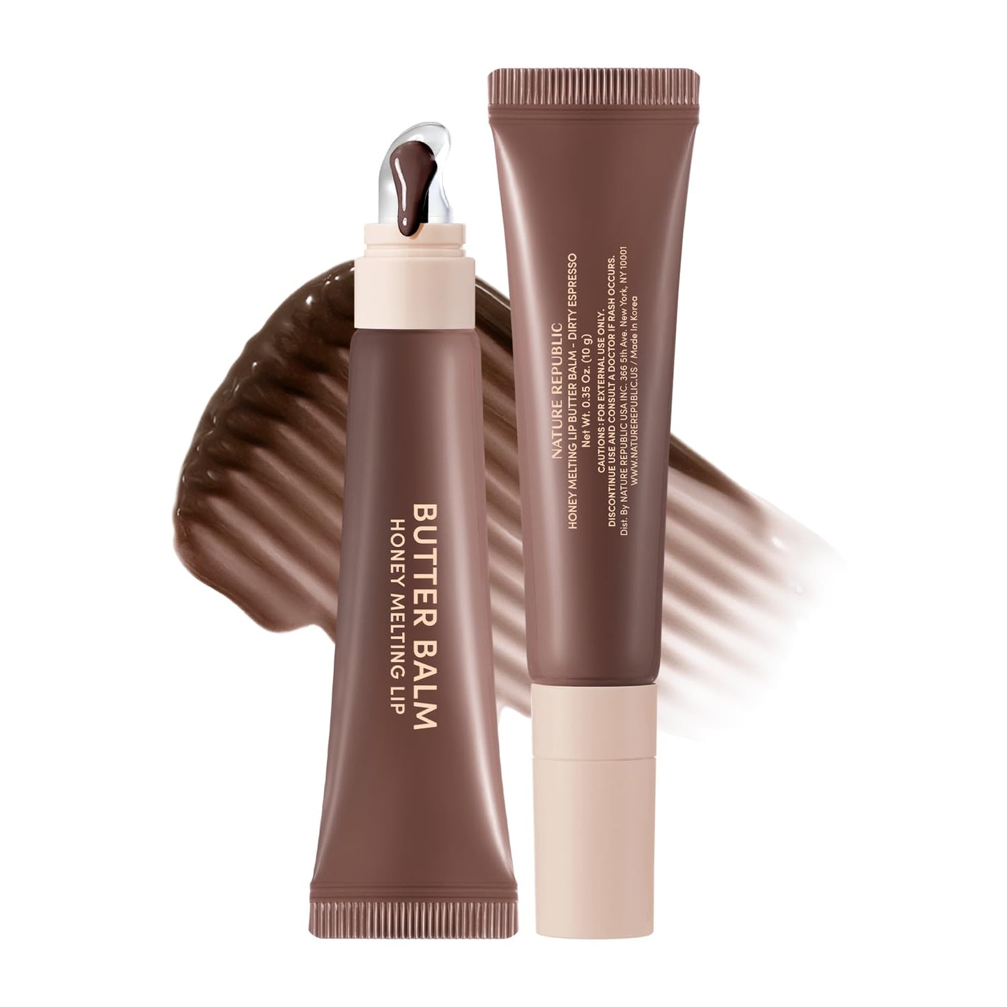 Nature Republic Honey Melting Lip Butter Balm – Hydrating Tinted Lip Balm in Dirty Espresso