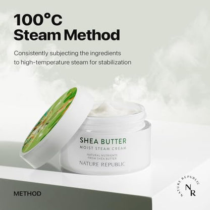 Nature Republic Shea Butter Steam Cream (Moist) – Daily Face Moisturizer, Deep Hydration (3.38 oz)