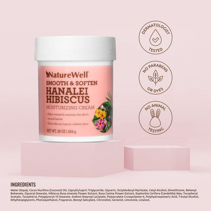 NATURE WELL Hanalei Hibiscus Smooth & Soften Moisturizing Cream For Face & Body – 16 Oz