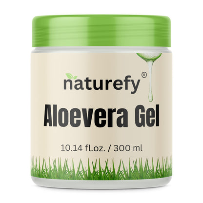 Naturefy Aloe Vera Gel | 100% Pure & Organic Aloe Vera Pulp with Jojoba Oil, Glycerine & Vitamin E