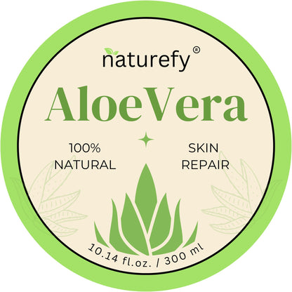 Naturefy Aloe Vera Gel | 100% Pure & Organic Aloe Vera Pulp with Jojoba Oil, Glycerine & Vitamin E