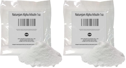 Naturejam Alpha Arbutin Powder — Skin Tone Brightener & Dark Spot Corrector (Pack of 2, 1 oz each)