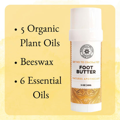 NATURE'S APOTHECARY Foot Butter 3 oz – Hydrate, Protect & Deodorize Feet Naturally | Made in USA