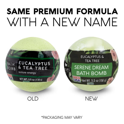 Nature's Beauty Eucalyptus & Tea Tree Bath Bomb Multi-Pack - 4x5.5oz - Vegan, Non-Staining, Luxury Spa Fizzy