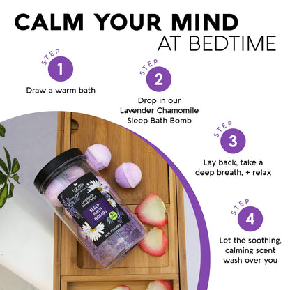 Nature's Beauty Lavender Chamomile Sleep Bath Bomb Gift Set – 2-Pack, Coconut Oil & Witch Hazel