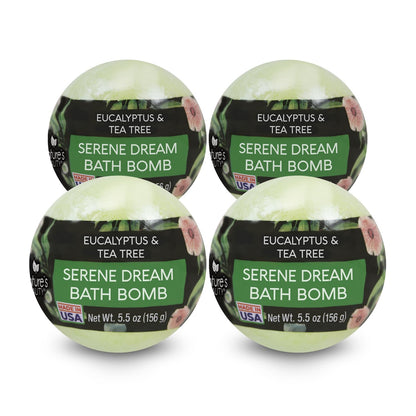 Nature's Beauty Eucalyptus & Tea Tree Bath Bomb Multi-Pack - 4x5.5oz - Vegan, Non-Staining, Luxury Spa Fizzy