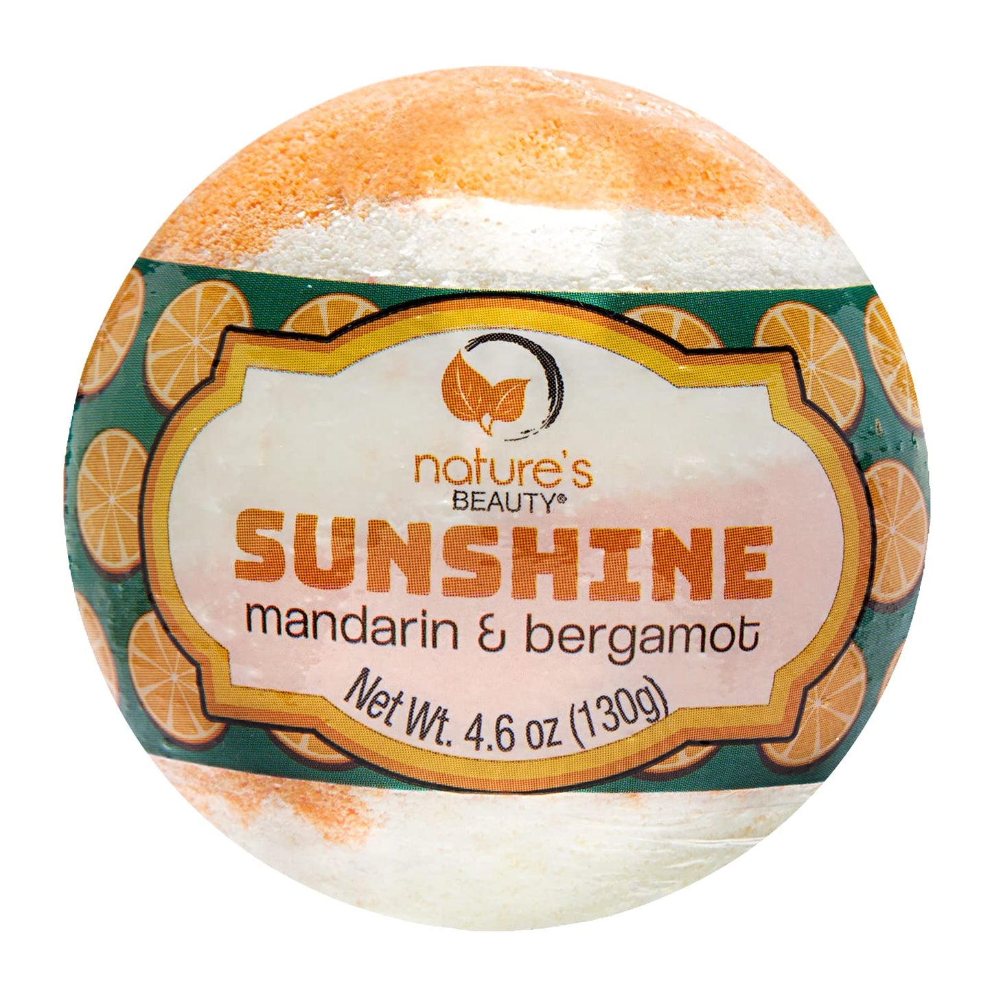 Nature's Beauty Sunshine Mandarin & Bergamot Bath Bombs 4-Pack | Non-Staining, Coconut Oil + Vitamin E