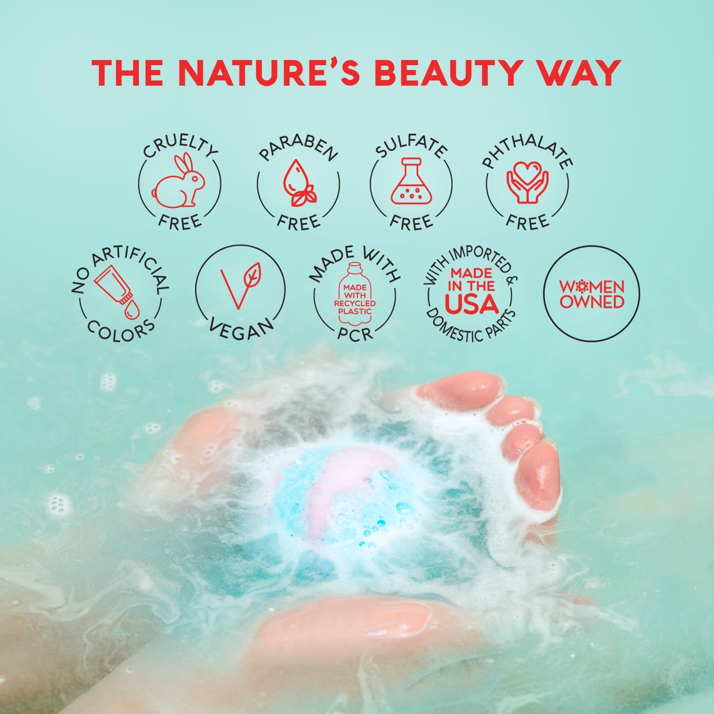 Nature's Beauty Unicorns Rainbows Bath Bombs 4 Pack – Pink Jasmine & Strawberry