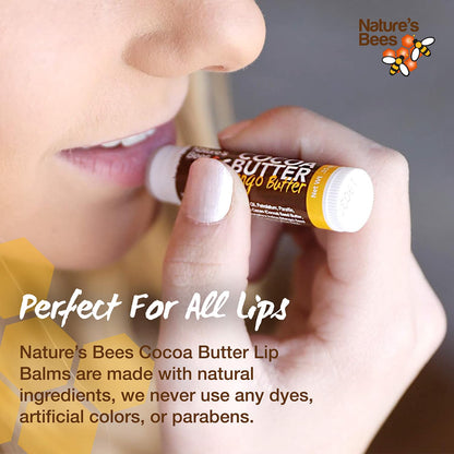 Nature’s Bees Cocoa Butter Lip Balm – Shea Butter Flavor, 24-Pack | Hydrating Lip Care, USA Made, Packaging May Vary
