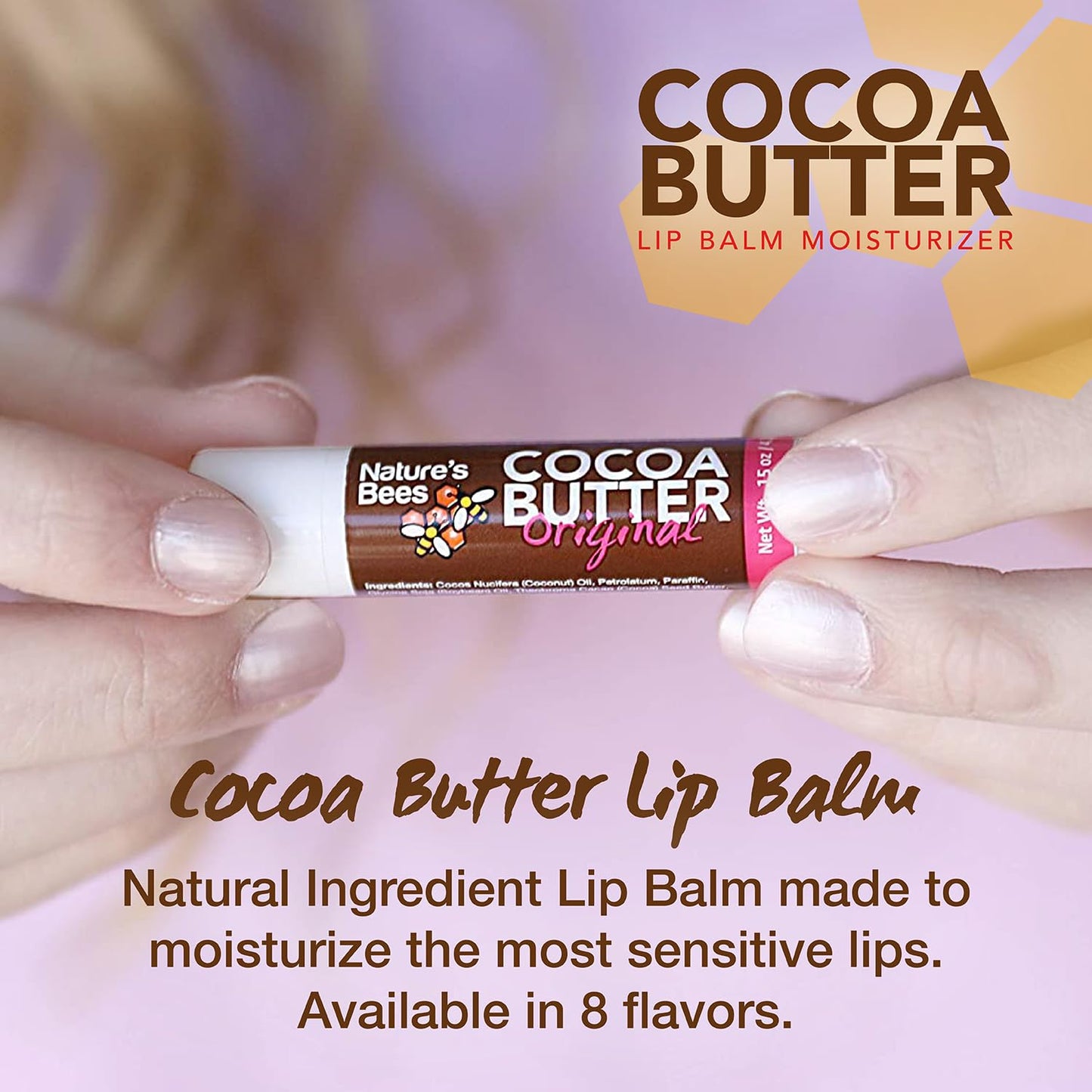 Nature's Bees Cocoa Butter Lip Balm 24-Pack – Citrus, Coconut, Cherry & Mint