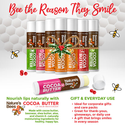 Nature's Bees Cocoa Butter Lip Balm Original 96-Pack Bulk – 4 Original Flavors, 8-Flavor Variety