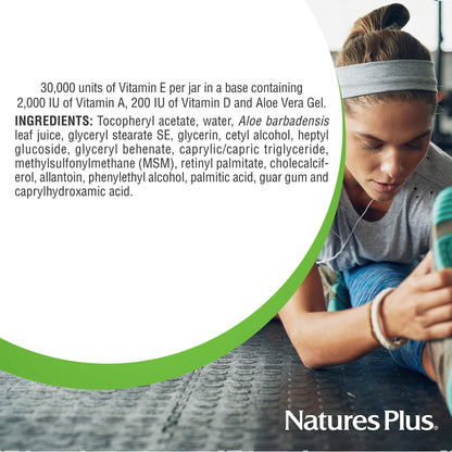 NaturesPlus Vitamin E Cream - 2.2 oz | Face & Body Moisturizer with Aloe, MSM & Vitamins A & D
