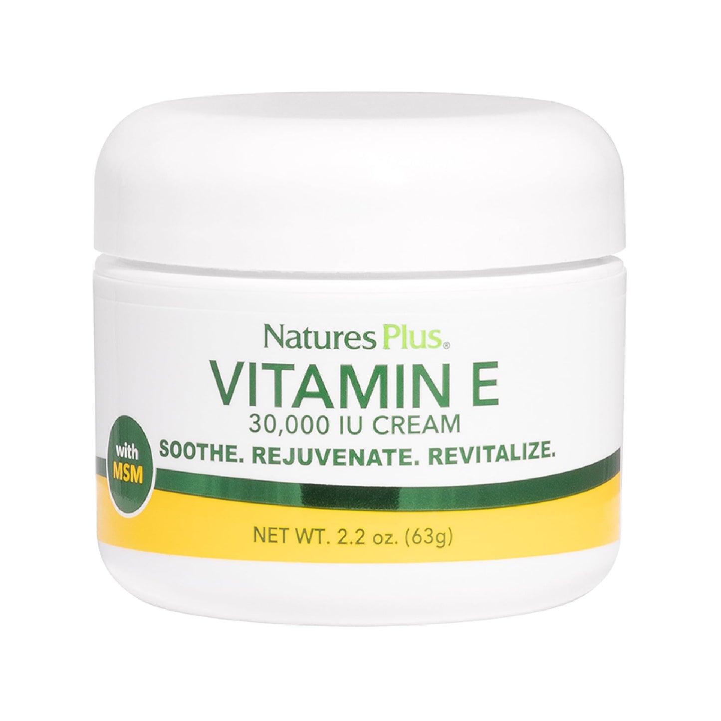 NaturesPlus Vitamin E Cream - 2.2 oz | Face & Body Moisturizer with Aloe, MSM & Vitamins A & D