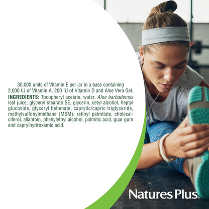 NaturesPlus Vitamin E Cream - 2.2 oz | Face & Body Moisturizer with Aloe, MSM & Vitamins A & D