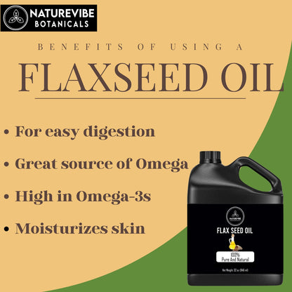 Naturevibe Botanicals Flaxseed Oil 32 oz – Pure & Natural for Skin & Hair