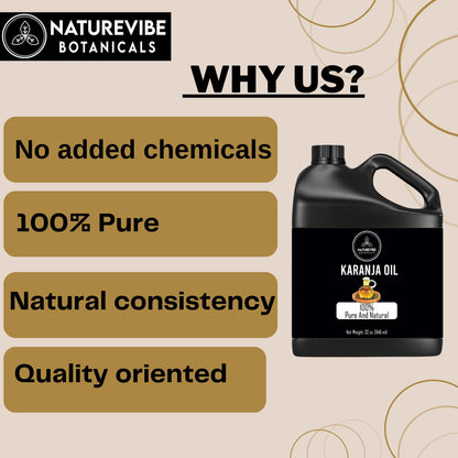 Naturevibe Botanicals Karanja Oil 32oz – 100% Pure & Natural for Skin & Hair Care
