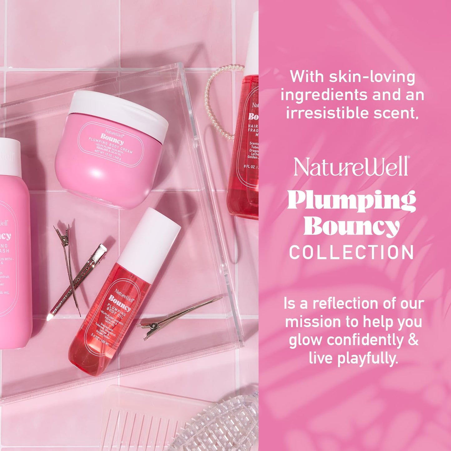 NatureWell Bouncy Plumping Body Cream – Lightweight, Quick-Absorbing Hydration, 12 oz