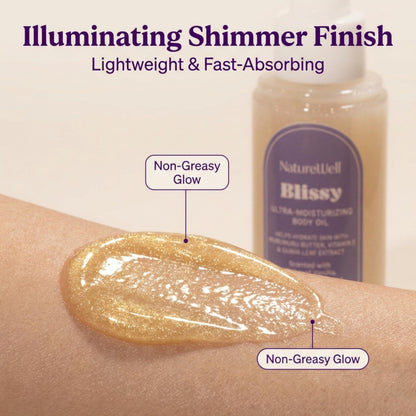 NATURE WELL Illuminating Shimmer Body Oil — Lightweight Hydration with Vanilla & Sandalwood