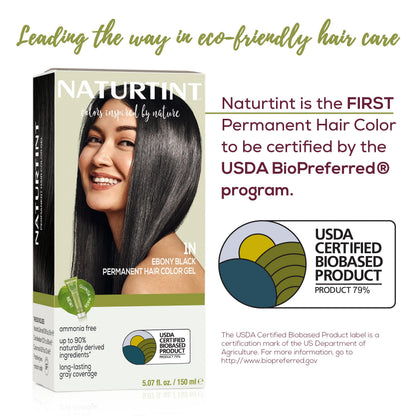 Naturtint 1N Ebony Black Permanent Hair Color — 6-Pack, Ammonia Free, Vegan, Up to 100% Gray Coverage