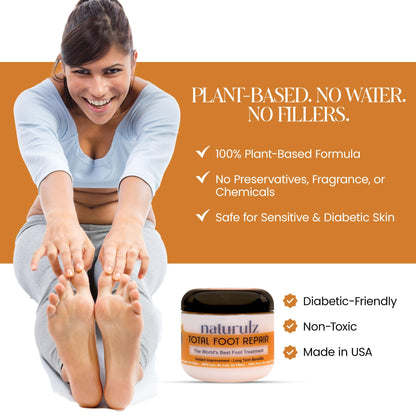 Naturulz Total Foot Repair 4oz – Intensive Moisture Foot Cream for Dry, Rough Skin & Cracked Heels