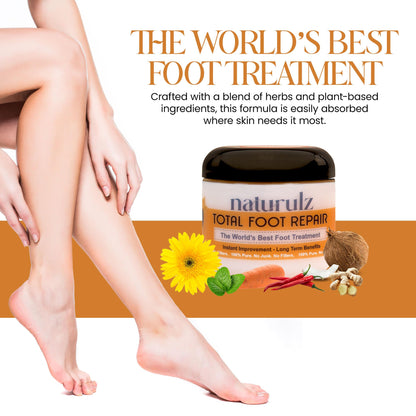 Naturulz Total Foot Repair 4oz – Intensive Moisture Foot Cream for Dry, Rough Skin & Cracked Heels