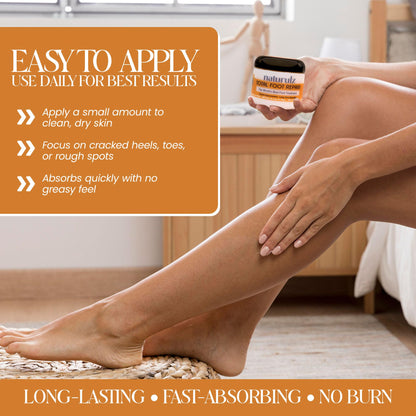 Naturulz Total Foot Repair 4oz – Intensive Moisture Foot Cream for Dry, Rough Skin & Cracked Heels