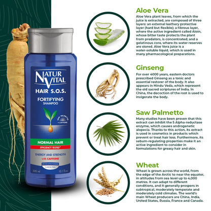 NaturVital Unisex Aloe Vera & Ginseng Organic Hair SOS Shampoo – Normal Hair, Cruelty-Free & Paraben-Free