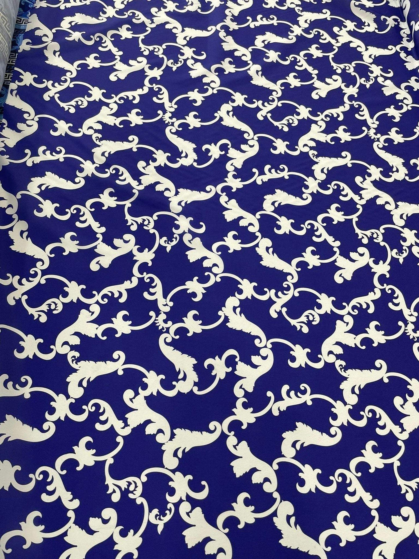 Baroque Navy Blue Fabric by Metre
