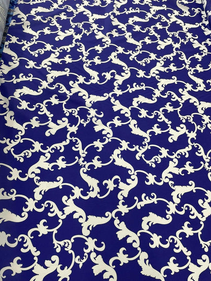 Baroque Navy Blue Fabric by Metre
