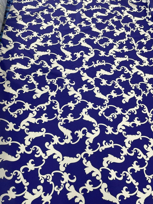 Baroque Navy Blue Fabric by Metre