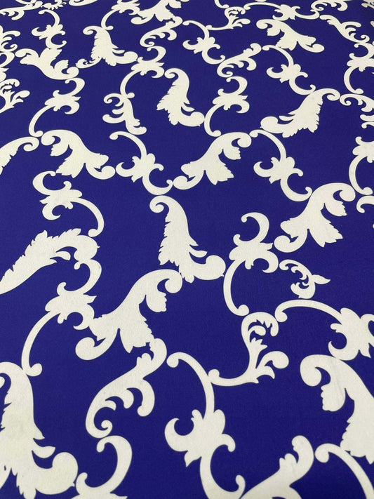 Baroque Navy Blue Fabric by Metre