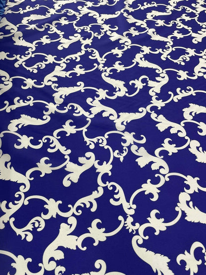 Baroque Navy Blue Fabric by Metre