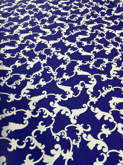 Baroque Navy Blue Fabric by Metre