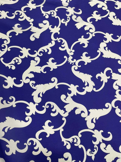 Baroque Navy Blue Fabric by Metre
