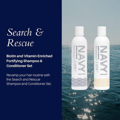 NAVY Hair Care Search and Rescue Shampoo & Conditioner Set – Biotin & Rosemary for Hair Growth | All Hair Types | SLS & Paraben Free | 8 oz (Set of 2)