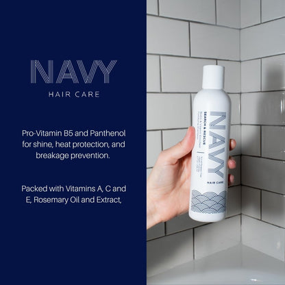 NAVY HAIR CARE Search and Rescue Shampoo | Biotin + Rosemary Oil Enriched for Hair Growth | Paraben Free | 8 oz
