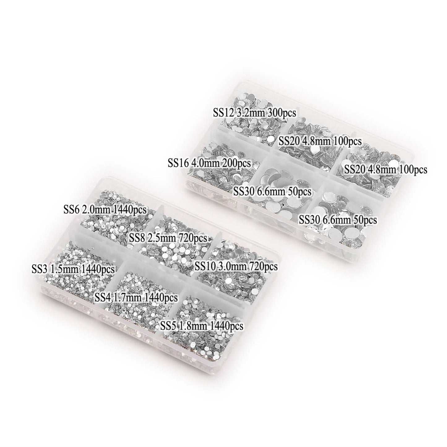 NCB 8000pcs Non Hotfix Rhinestones – Mixed Sizes SS3-SS30 with Tweezers & Pen