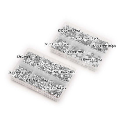 NCB 8000pcs Non Hotfix Rhinestones – Mixed Sizes SS3-SS30 with Tweezers & Pen