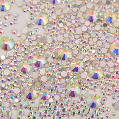 NCB 8000pcs Non-Hotfix Rhinestones – Glass Crystal Flatback, 10 Sizes SS3-SS30 + Tweezers & Picking Pen