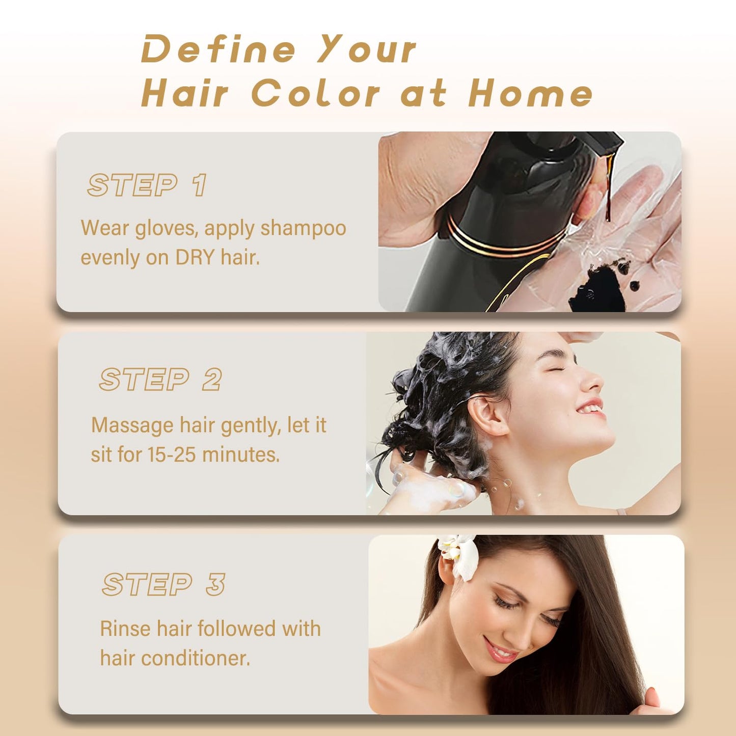 NCEPROHR Brown Hair Dye Shampoo – Instant Color, Gray Coverage in Minutes | 16.9 oz