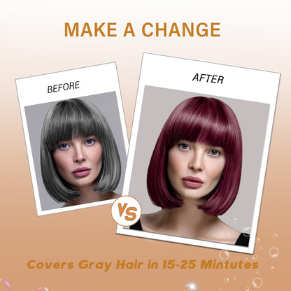 NCEPROHR Red Hair Dye Shampoo - Instant Color & Gray Coverage in Minutes (Burgundy, Long-Lasting)