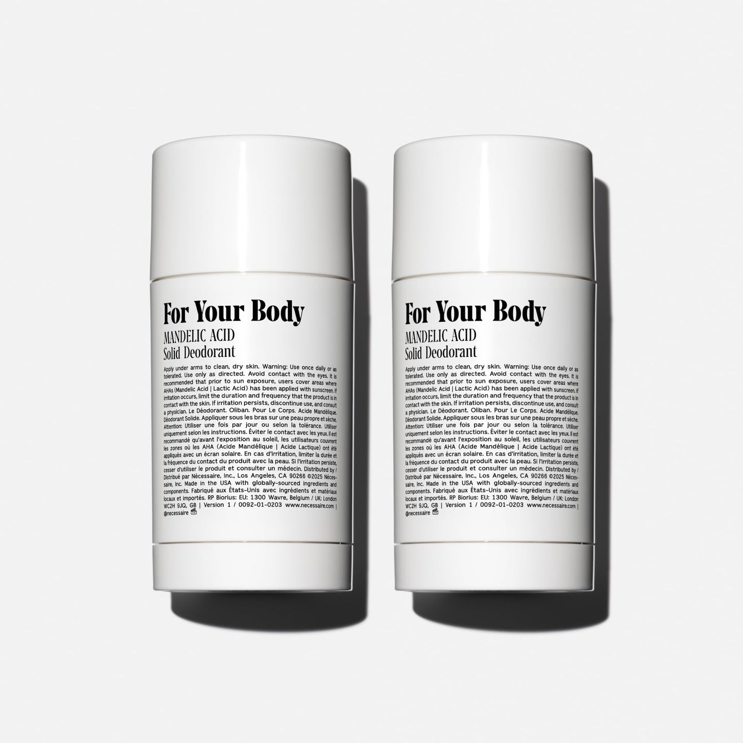 Nécessaire Fragrance-Free Deodorant | Aluminum-Free, Mandelic Acid, Extra Strength (2x75 g)